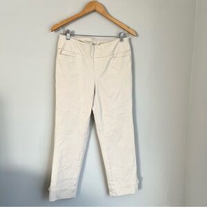 Soft Surroundings Off White Pull On Cropped Embellished Pants Size XS